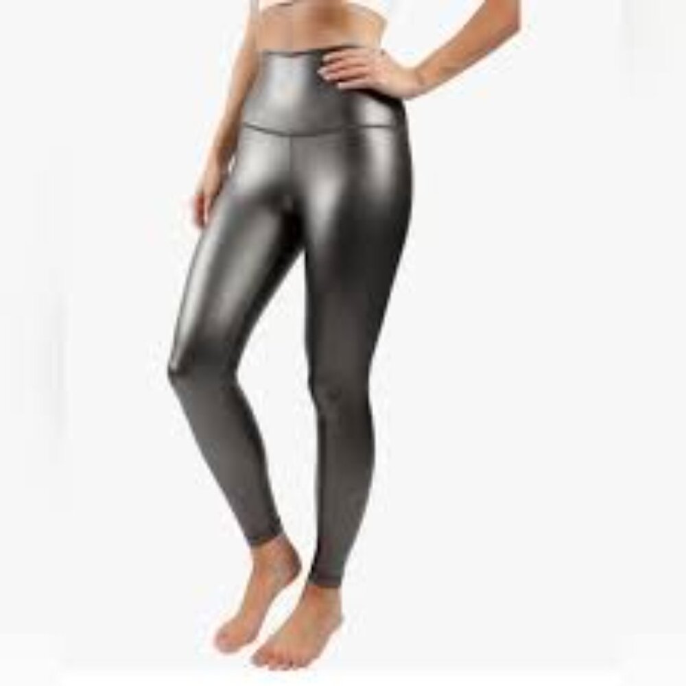 NWT 90 Degree Super High Waist Faux Leather Leggings in Gunmetal Grey - Size S